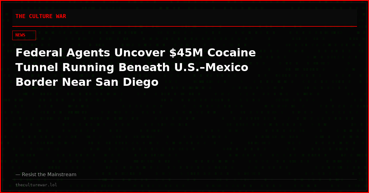Federal Agents Uncover $45M Cocaine Tunnel Running Beneath U.S.–Mexico Border Near San Diego
