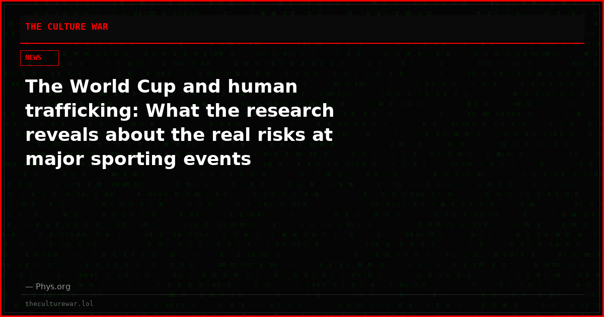 The World Cup and human trafficking: What the research reveals about the real risks at major sporting events