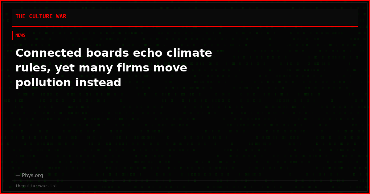 Connected boards echo climate rules, yet many firms move pollution instead
