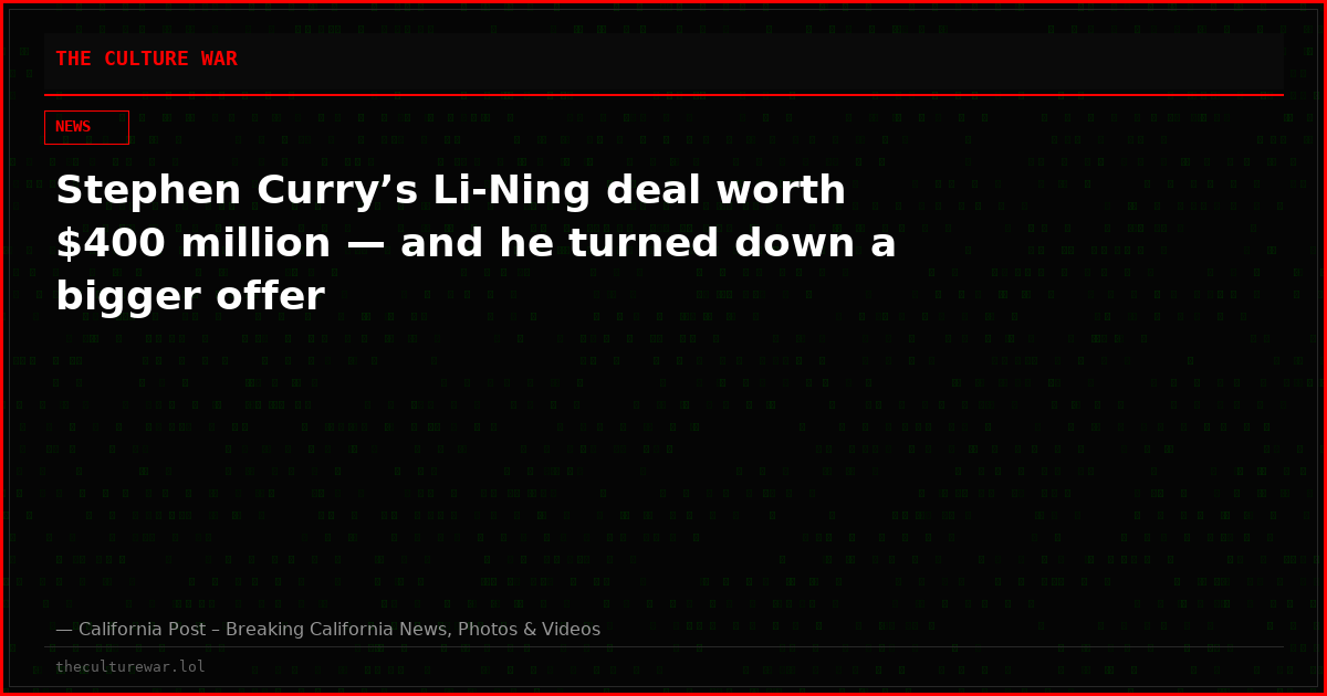 Stephen Curry’s Li-Ning deal worth $400 million — and he turned down a bigger offer