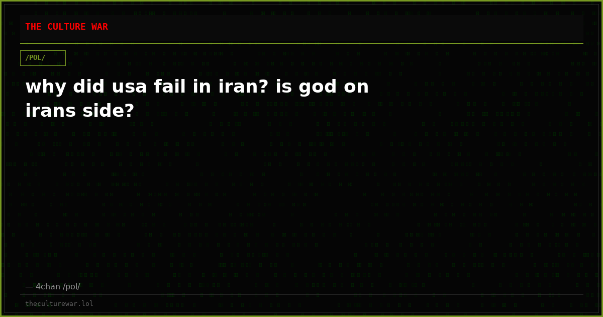 why did usa fail in iran? is god on irans side?