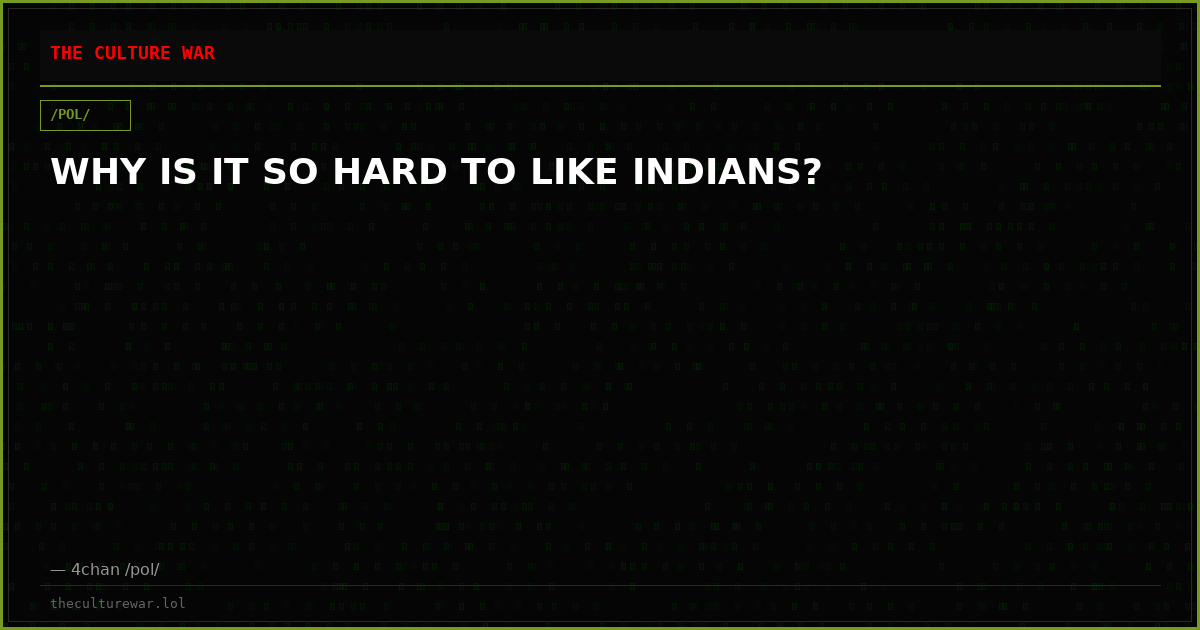 WHY IS IT SO HARD TO LIKE INDIANS?