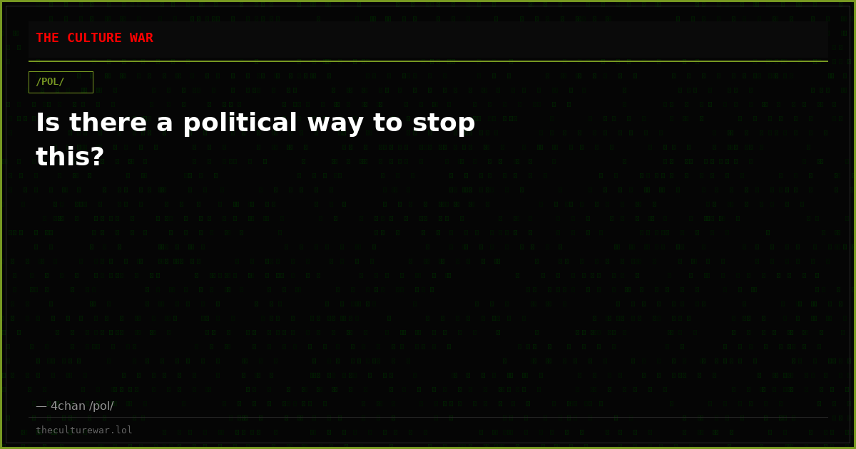 Is there a political way to stop this?