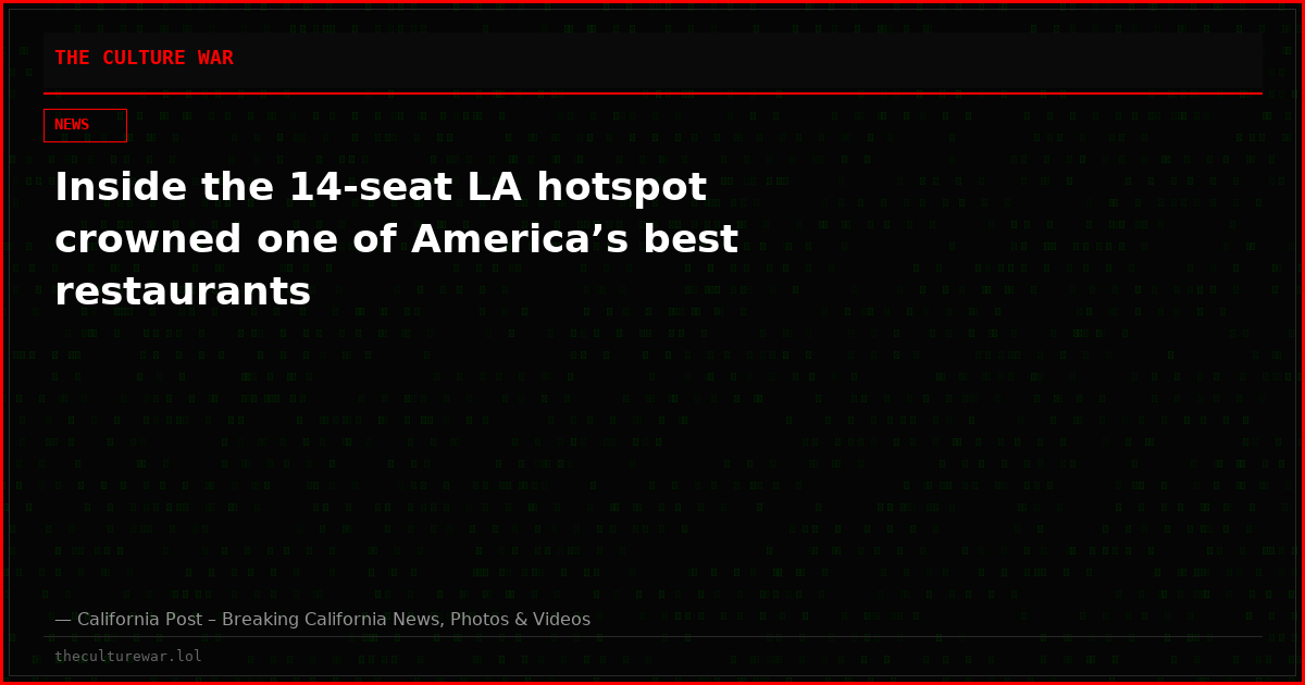 Inside the 14-seat LA hotspot crowned one of America’s best restaurants