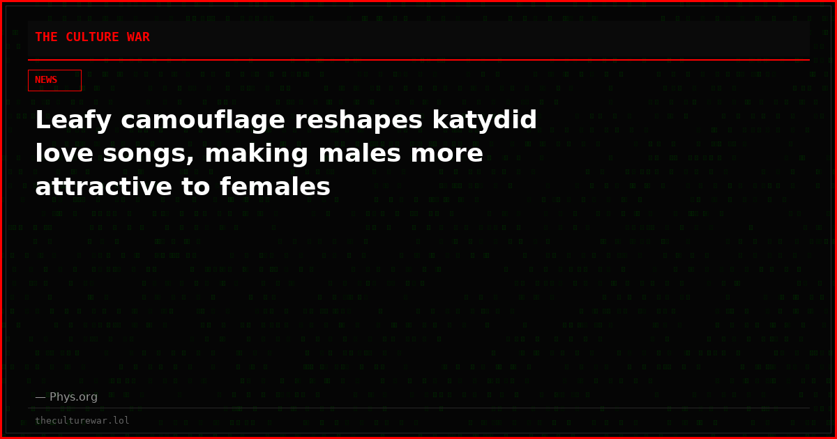 Leafy camouflage reshapes katydid love songs, making males more attractive to females