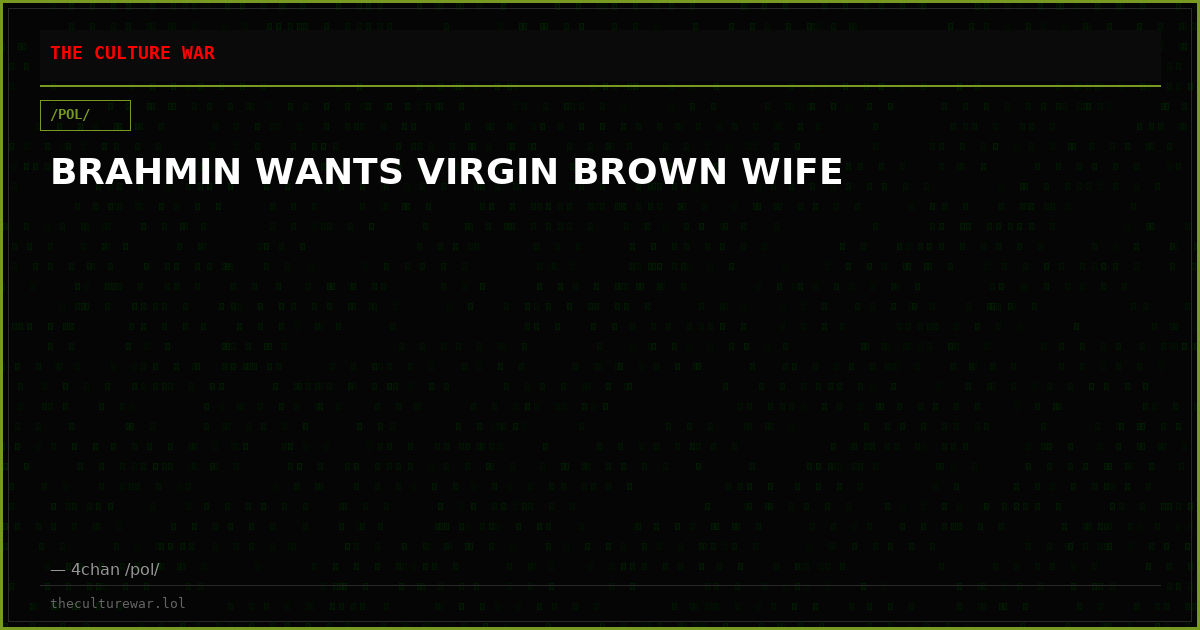 BRAHMIN WANTS VIRGIN BROWN WIFE