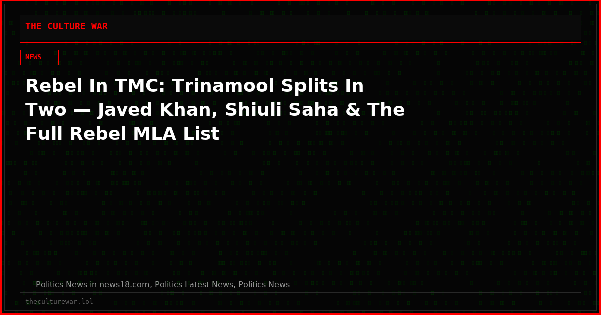 Rebel In TMC: Trinamool Splits In Two — Javed Khan, Shiuli Saha & The Full Rebel MLA List