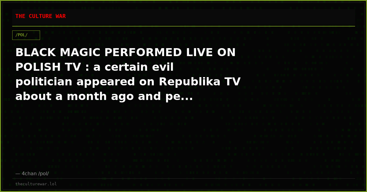 BLACK MAGIC PERFORMED LIVE ON POLISH TV : a certain evil politician appeared on Republika TV about a month ago and pe...