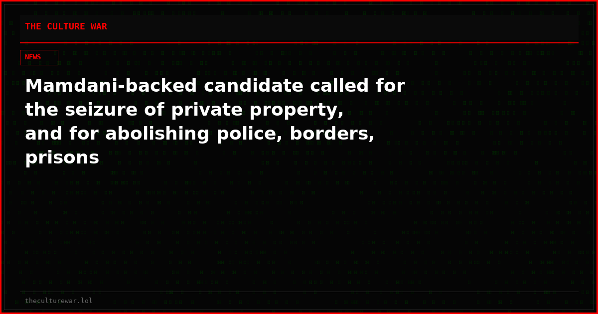 Mamdani-backed candidate called for the seizure of private property, and for abolishing police, borders, prisons