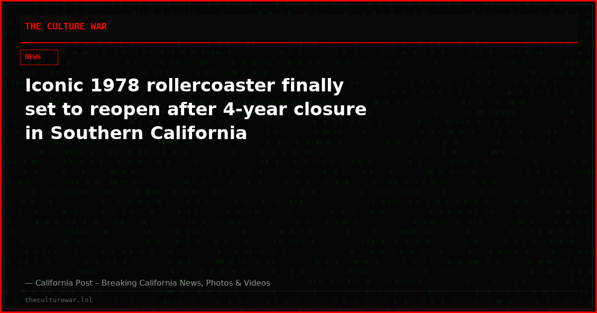 Iconic 1978 rollercoaster finally set to reopen after 4-year closure in Southern California