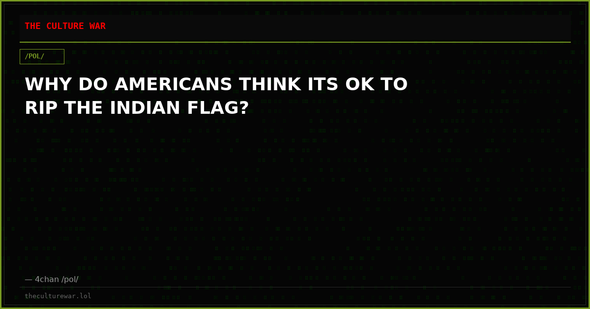 WHY DO AMERICANS THINK ITS OK TO RIP THE INDIAN FLAG?