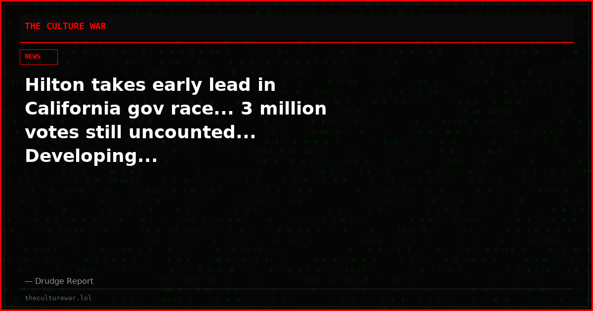 Hilton takes early lead in California gov race... 3 million votes still uncounted... Developing...