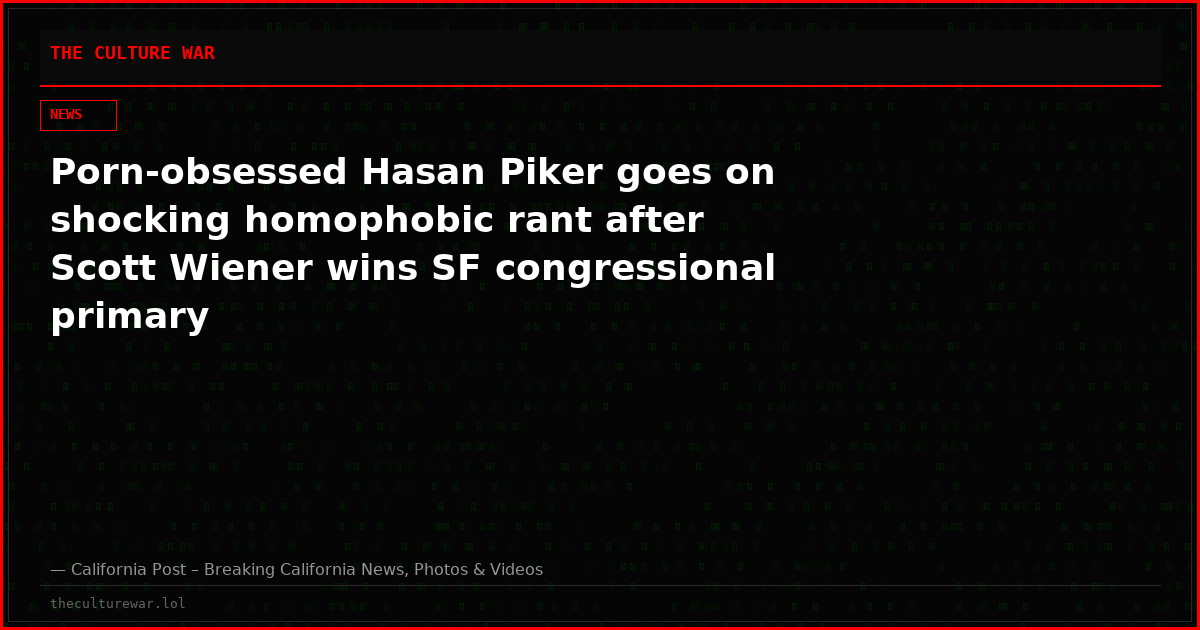 Porn-obsessed Hasan Piker goes on shocking homophobic rant after Scott Wiener wins SF congressional primary