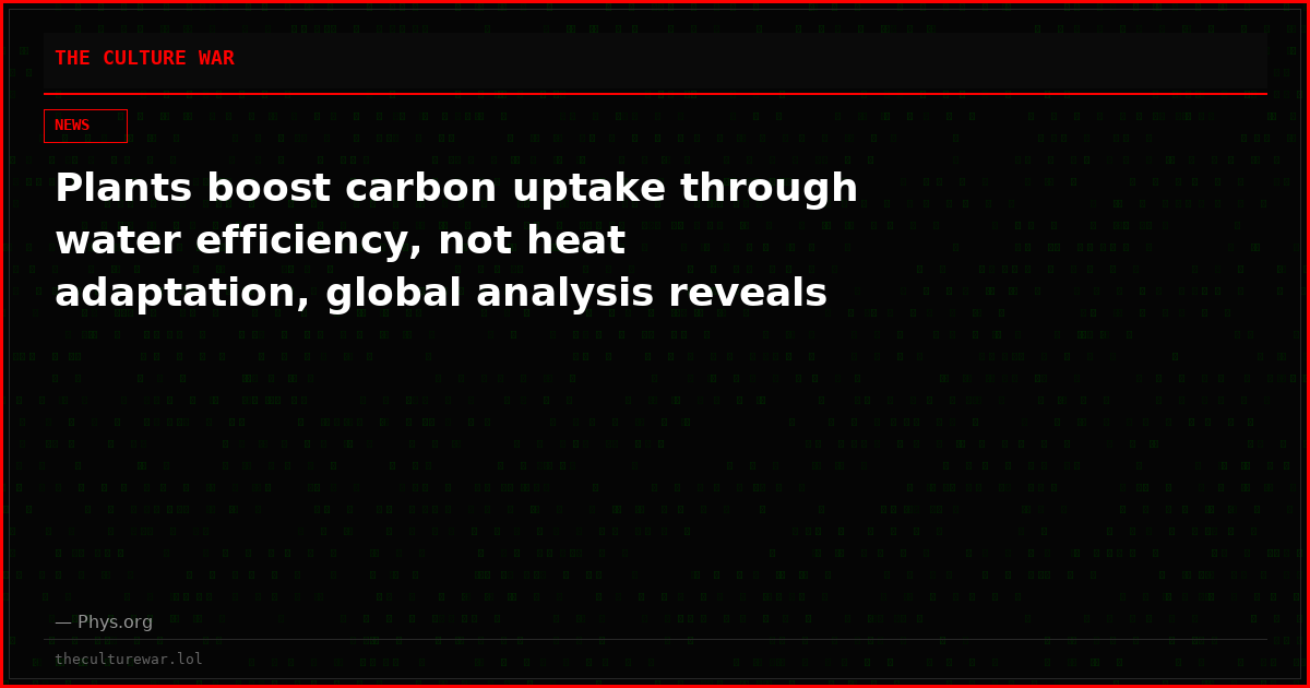 Plants boost carbon uptake through water efficiency, not heat adaptation, global analysis reveals