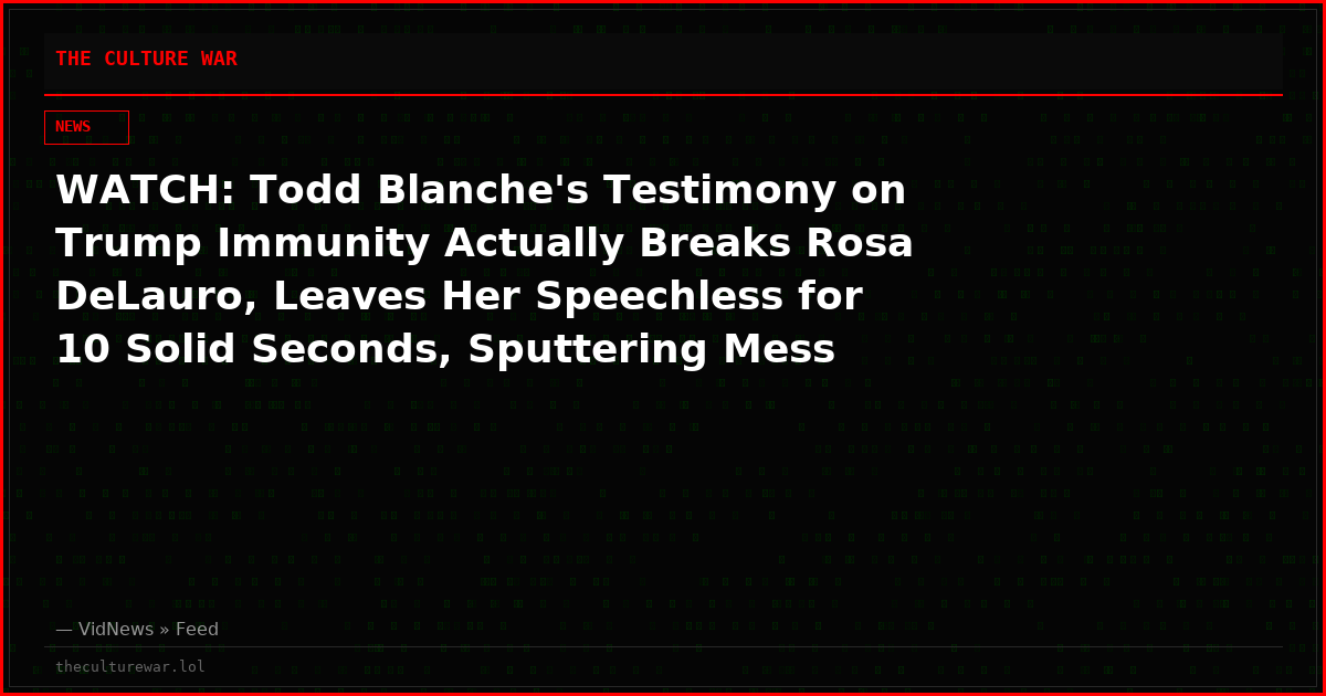 WATCH: Todd Blanche's Testimony on Trump Immunity Actually Breaks Rosa DeLauro, Leaves Her Speechless for 10 Solid Seconds, Sputtering Mess After