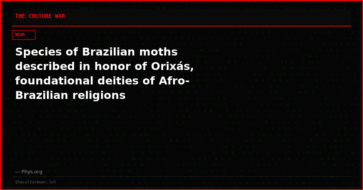 Species of Brazilian moths described in honor of Orixás, foundational deities of Afro-Brazilian religions