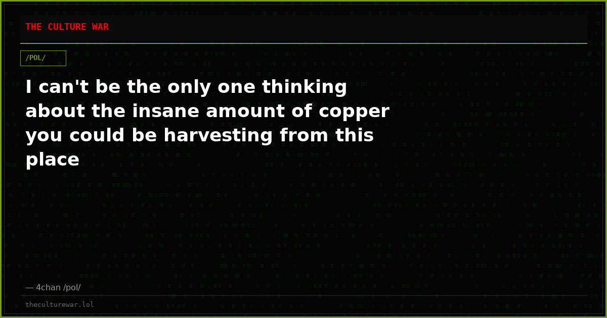 I can't be the only one thinking about the insane amount of copper you could be harvesting from this place
