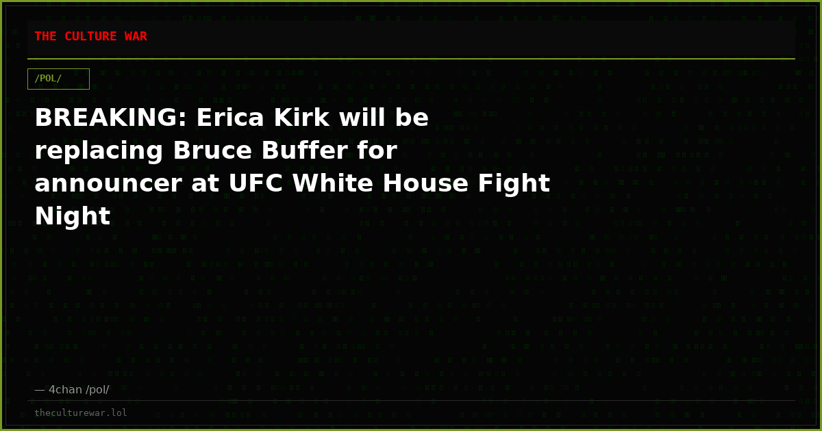BREAKING: Erica Kirk will be replacing Bruce Buffer for announcer at UFC White House Fight Night