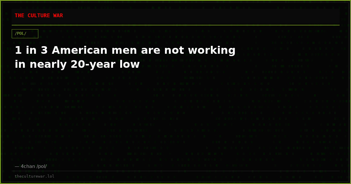 1 in 3 American men are not working in nearly 20-year low