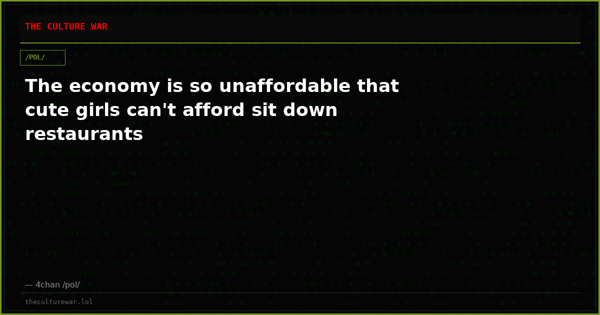 The economy is so unaffordable that cute girls can't afford sit down restaurants