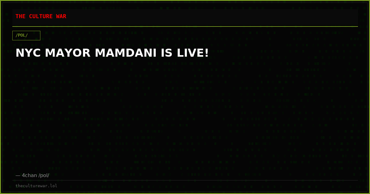 NYC MAYOR MAMDANI IS LIVE!