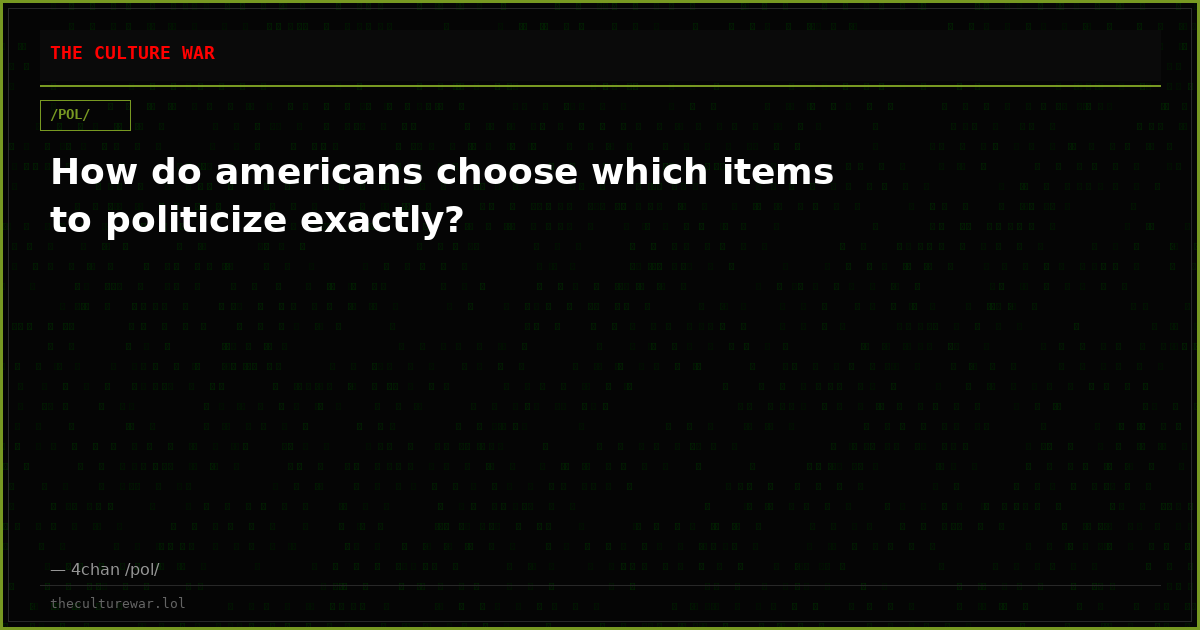 How do americans choose which items to politicize exactly?