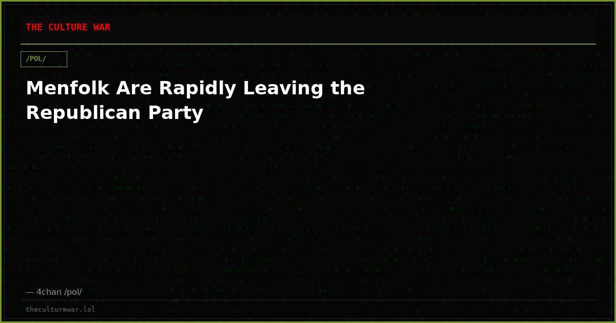 Menfolk Are Rapidly Leaving the Republican Party