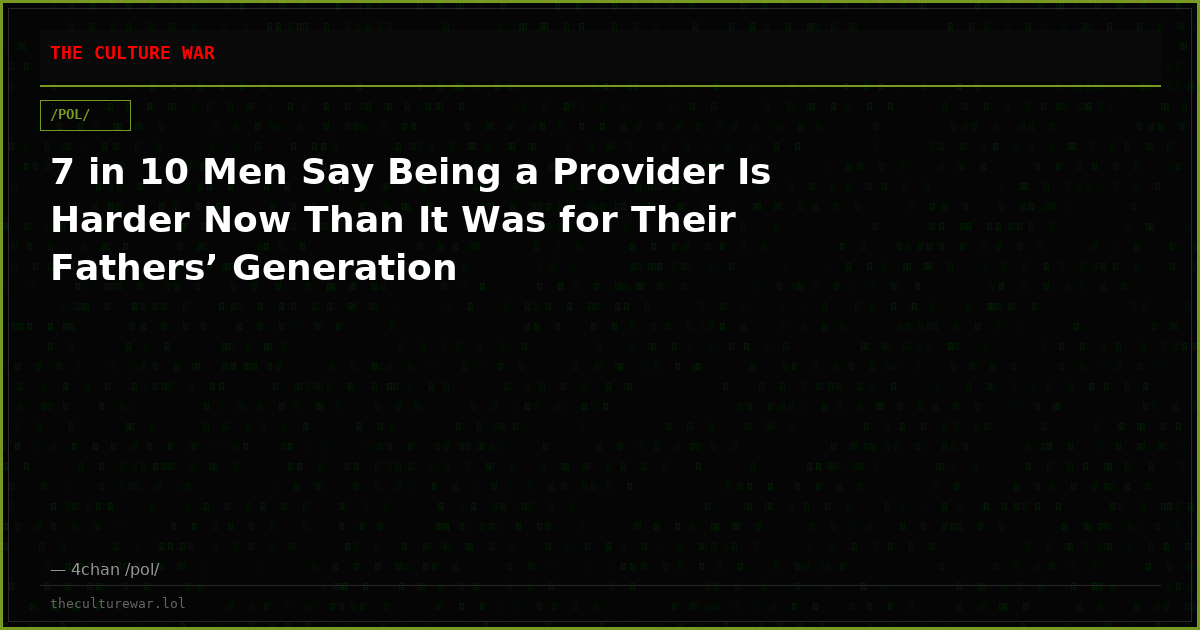 7 in 10 Men Say Being a Provider Is Harder Now Than It Was for Their Fathers’ Generation