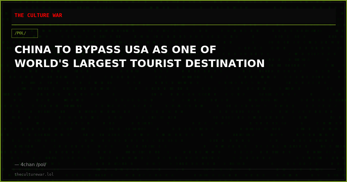 CHINA TO BYPASS USA AS ONE OF WORLD'S LARGEST TOURIST DESTINATION