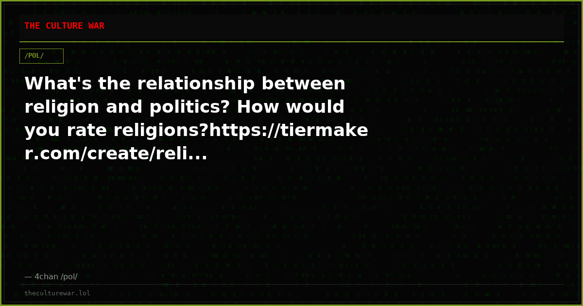 What's the relationship between religion and politics? How would you rate religions?https://tiermaker.com/create/reli...