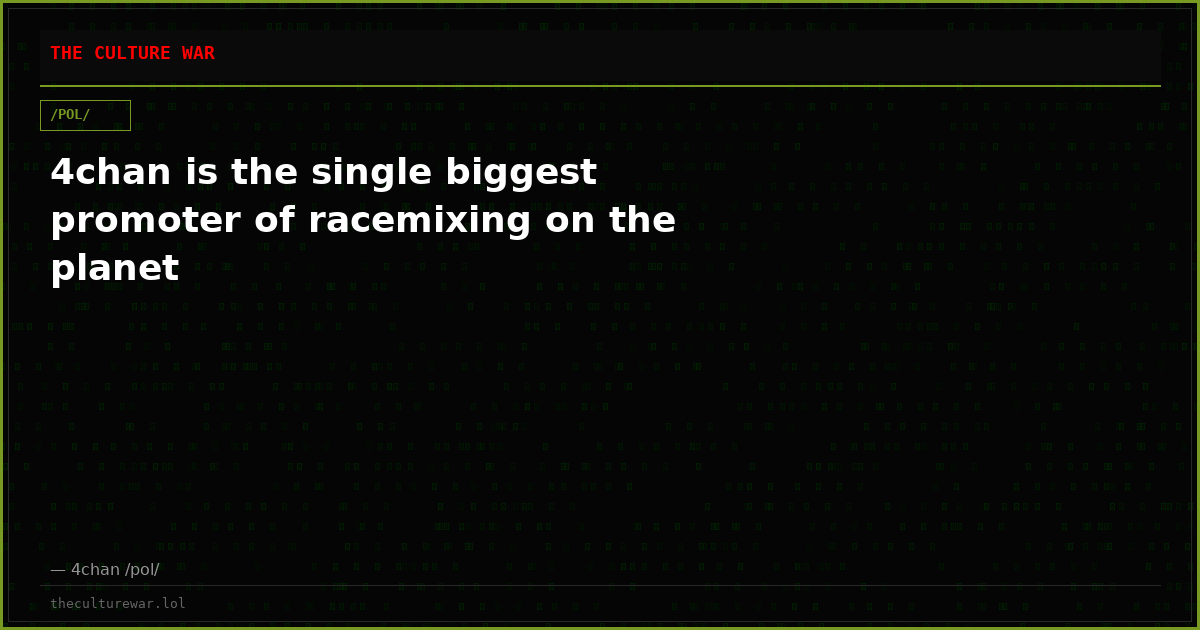 4chan is the single biggest promoter of racemixing on the planet