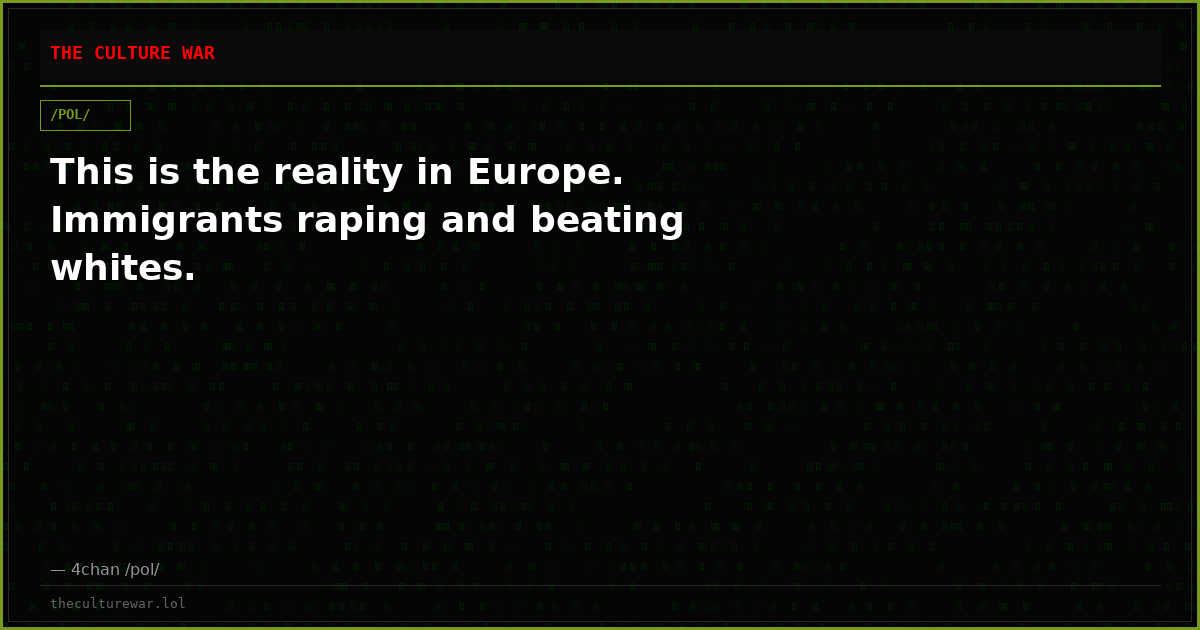 This is the reality in Europe. Immigrants raping and beating whites.