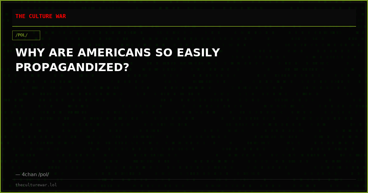 WHY ARE AMERICANS SO EASILY PROPAGANDIZED?