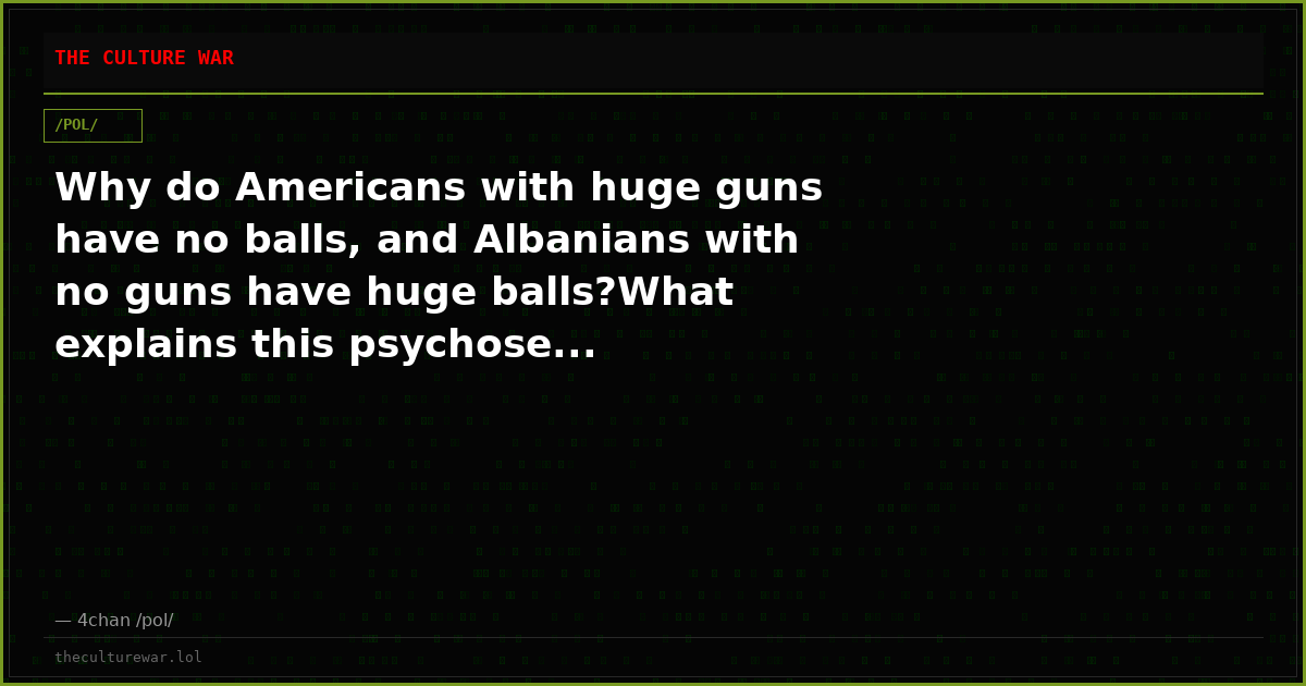 Why do Americans with huge guns have no balls, and Albanians with no guns have huge balls?What explains this psychose...