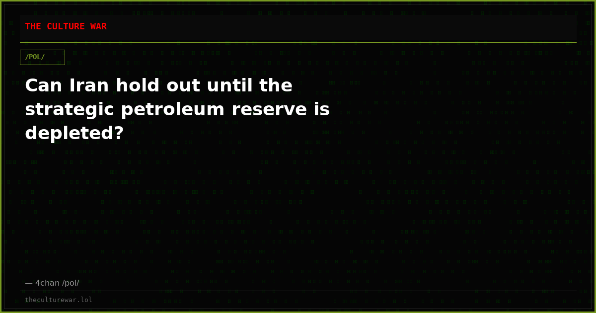 Can Iran hold out until the strategic petroleum reserve is depleted?