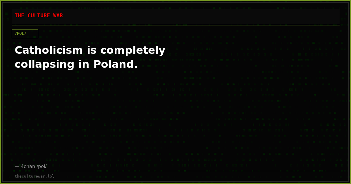 Catholicism is completely collapsing in Poland.
