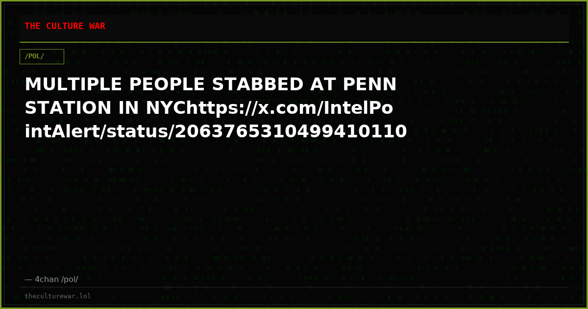 MULTIPLE PEOPLE STABBED AT PENN STATION IN NYChttps://x.com/IntelPointAlert/status/2063765310499410110
