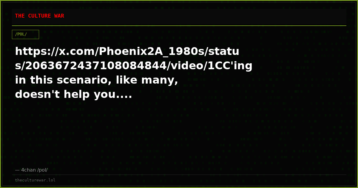 https://x.com/Phoenix2A_1980s/status/2063672437108084844/video/1CC'ing in this scenario, like many, doesn't help you....