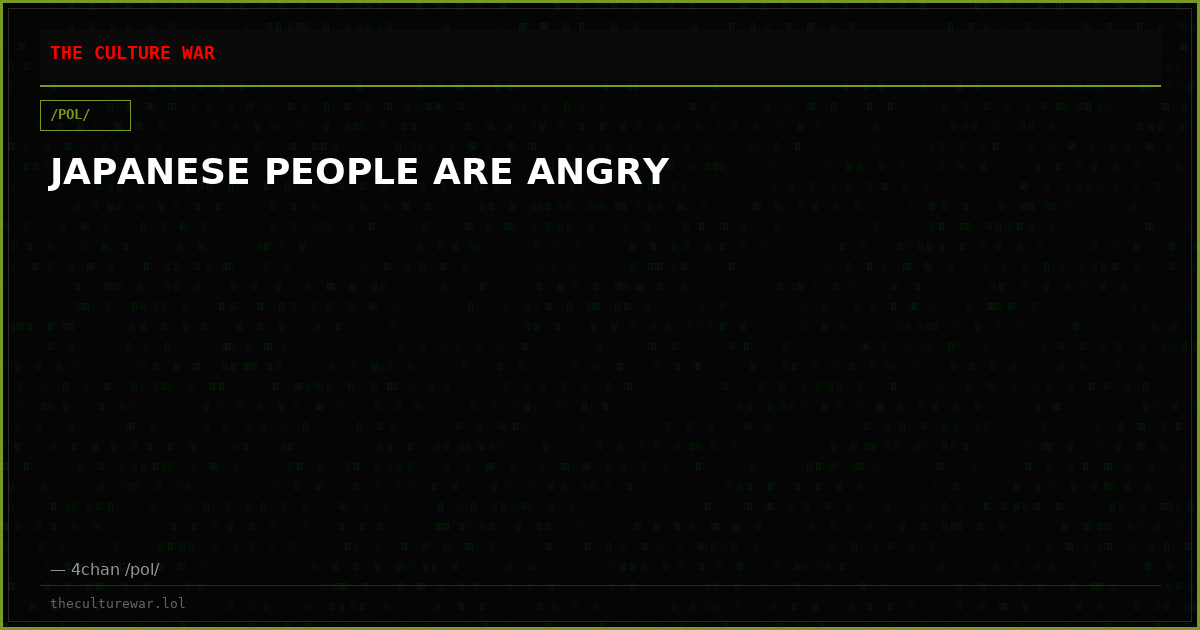 JAPANESE PEOPLE ARE ANGRY