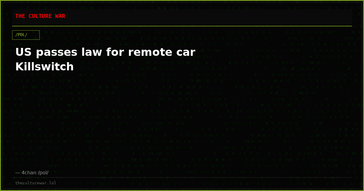 US passes law for remote car Killswitch