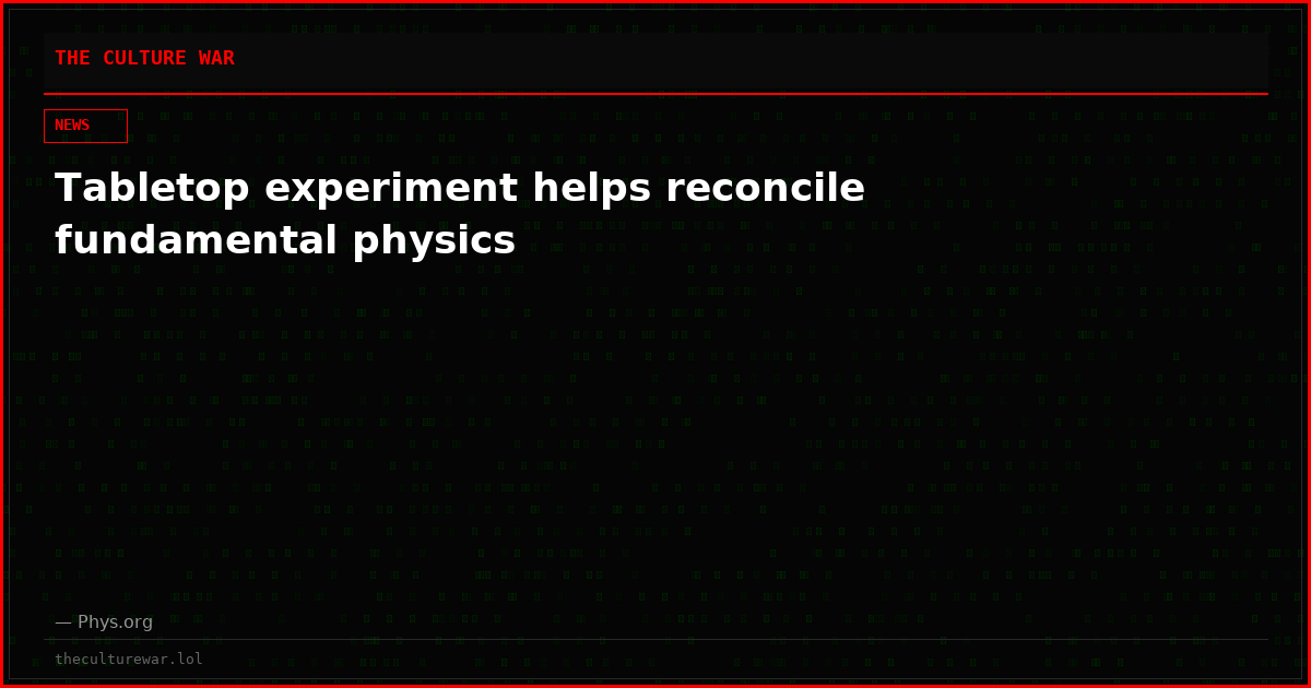 Tabletop experiment helps reconcile fundamental physics