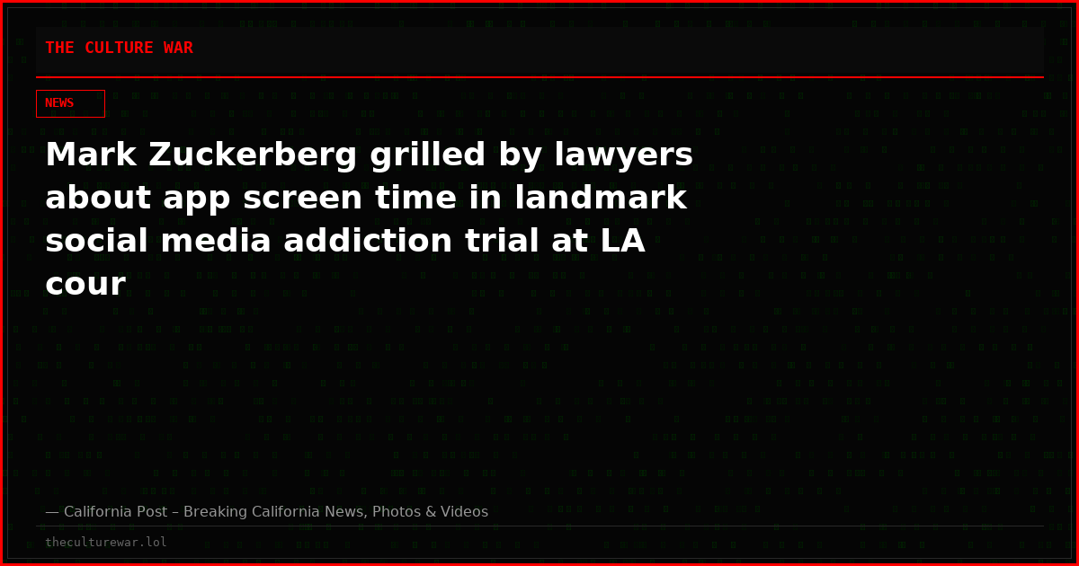 Mark Zuckerberg grilled by lawyers about app screen time in landmark social media addiction trial at LA cour