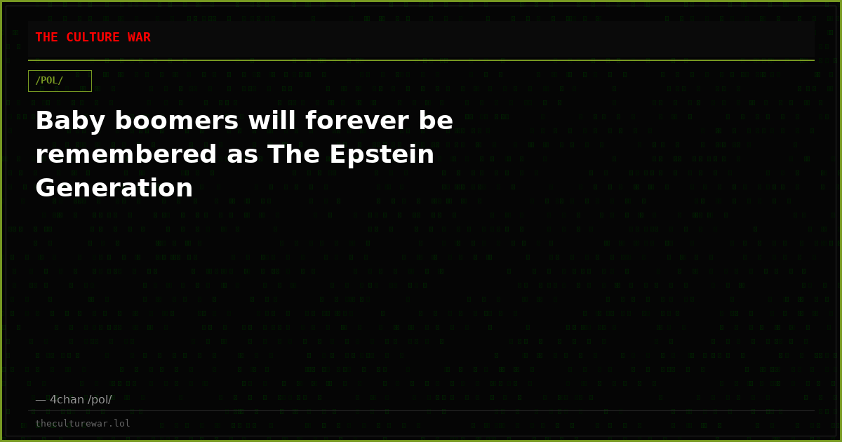 Baby boomers will forever be remembered as The Epstein Generation
