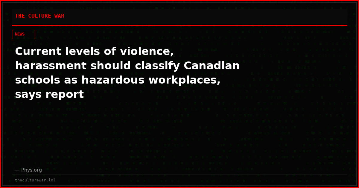 Current levels of violence, harassment should classify Canadian schools as hazardous workplaces, says report