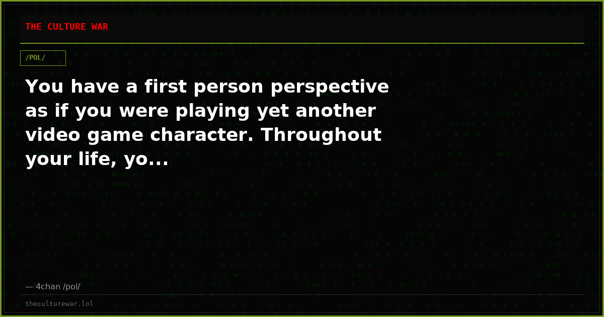 You have a first person perspective as if you were playing yet another video game character. Throughout your life, yo...