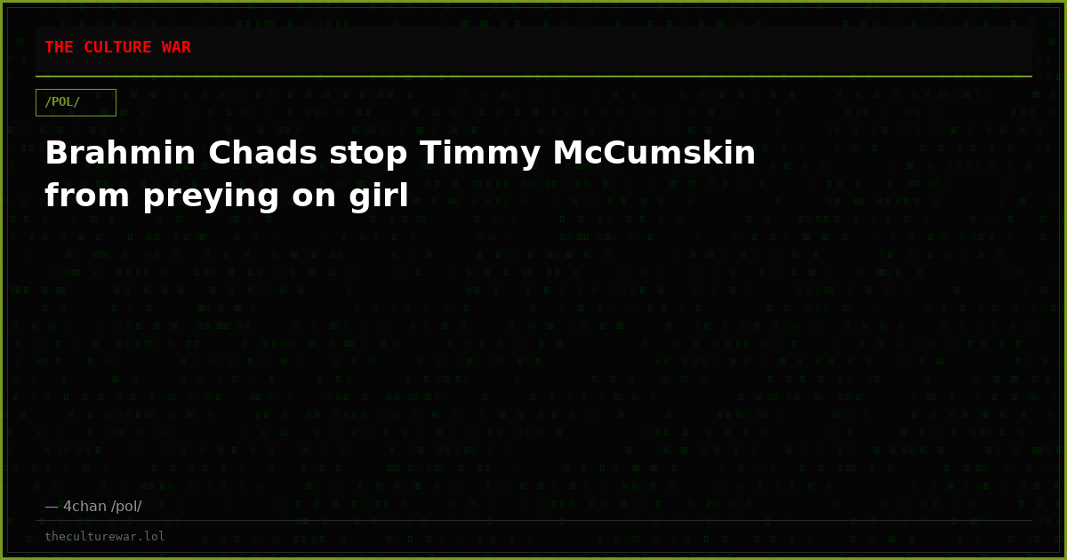 Brahmin Chads stop Timmy McCumskin from preying on girl