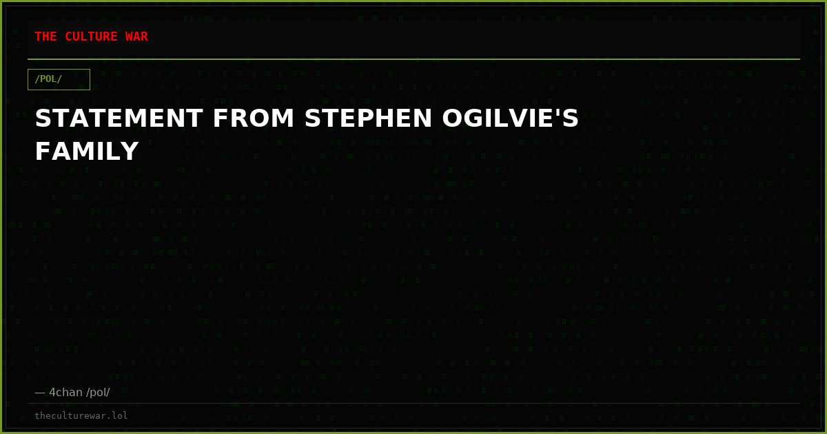 STATEMENT FROM STEPHEN OGILVIE'S FAMILY