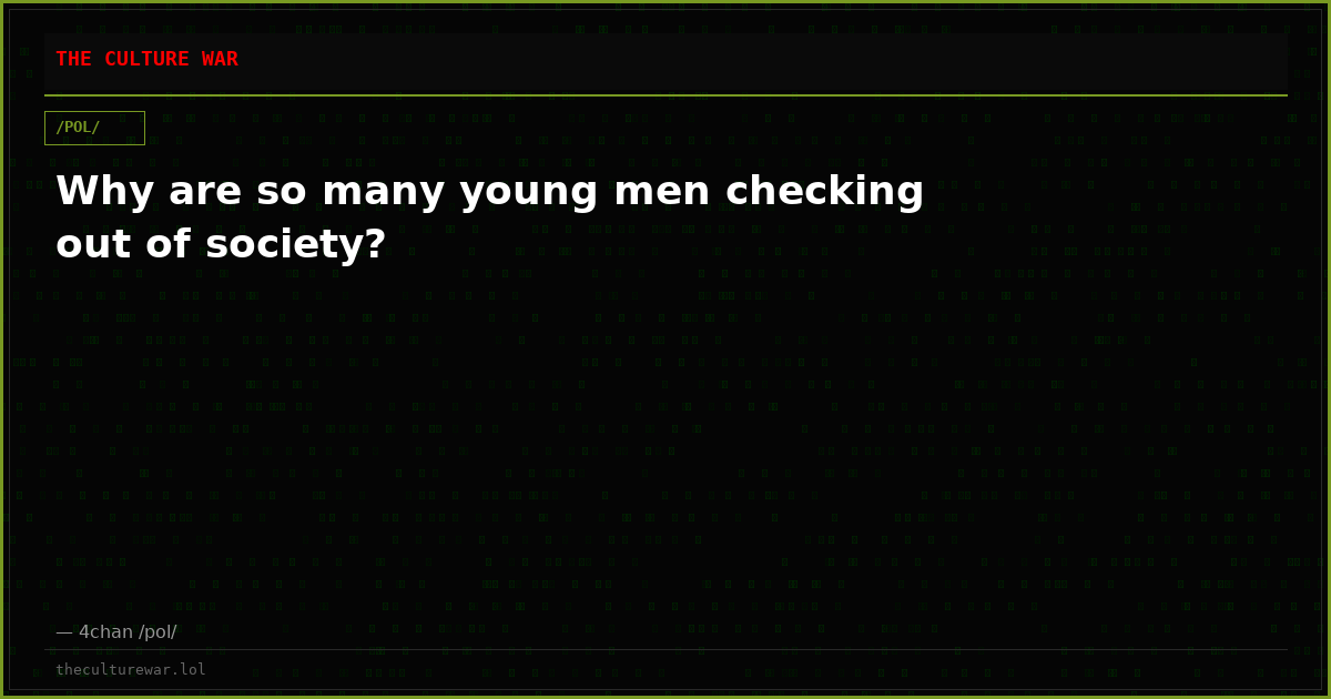 Why are so many young men checking out of society?