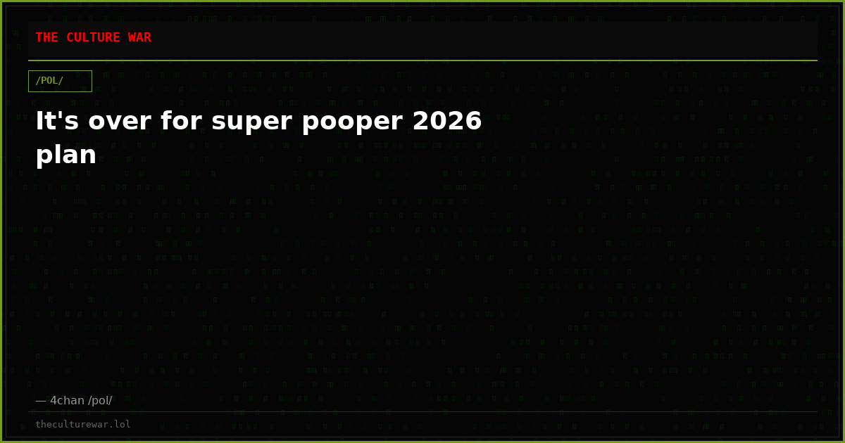 It's over for super pooper 2026 plan