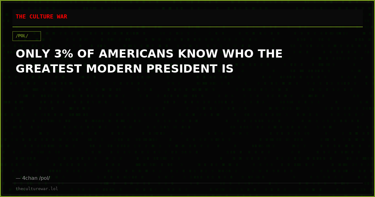 ONLY 3% OF AMERICANS KNOW WHO THE GREATEST MODERN PRESIDENT IS